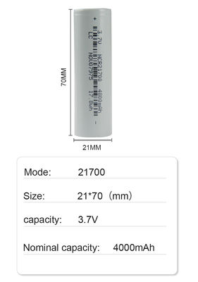 21*70mmの再充電可能な懐中電灯の電池21700 3.7ボルト李イオン電池4800mah