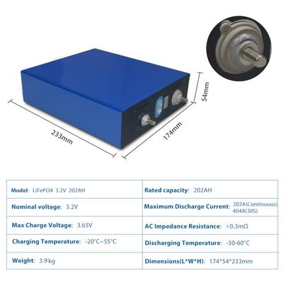 3.2V 202Ahの注文のリチウム イオン電池のパック4kg深い周期lifepo4のプリズム細胞